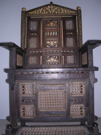 African throne with cane in the British Museum, London