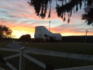 Giant Shoe House at Sunset